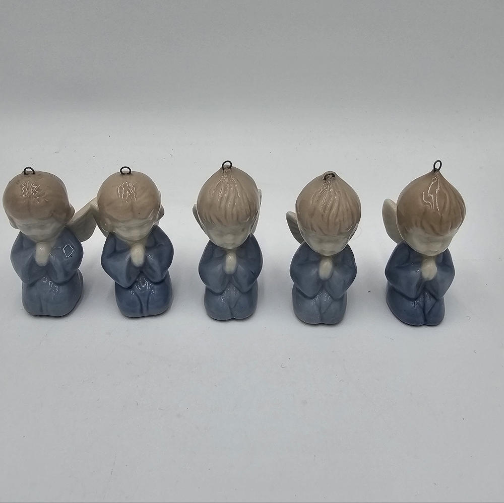 Set Of 5 Porcelain Praying Angels